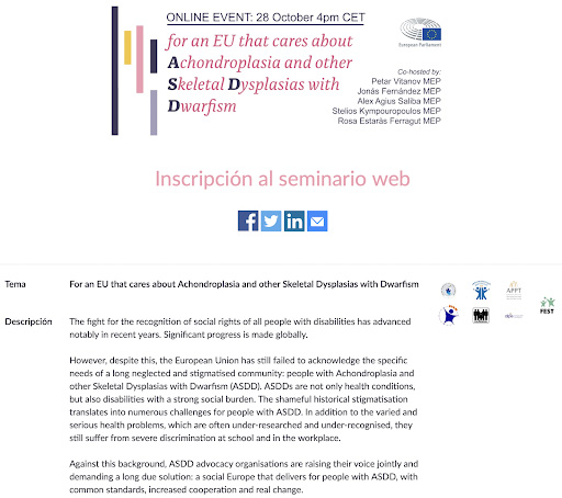 Inscripción al seminario UE sobre Acondroplasia